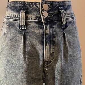 High Waisted Pleated Women's Jeans (S)